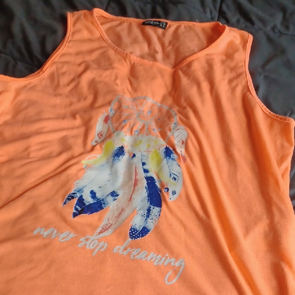 Orange Tank Top with Dreamcatcher Design